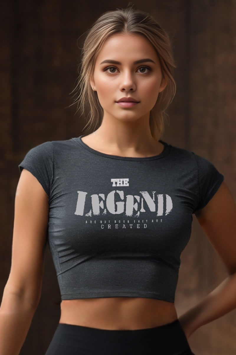 The Legend Baskılı Antrasit Crop Top