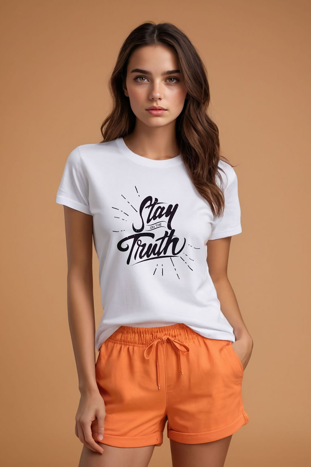Stay On The Truth Baskılı Bisiklet Yaka Tişört