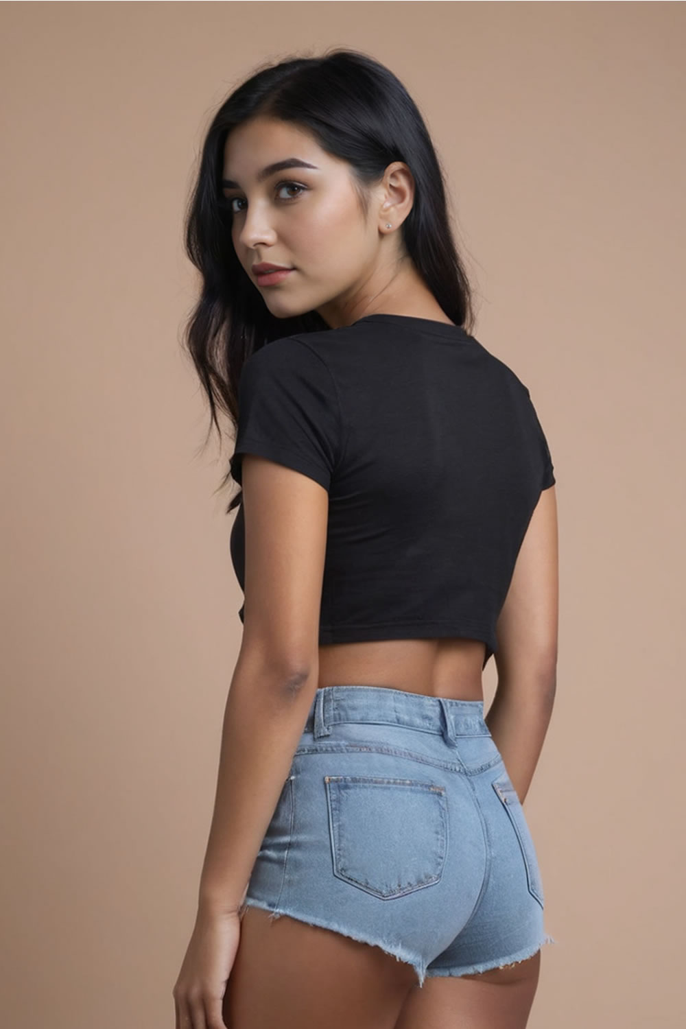 Tribal Kertenkele Baskılı Siyah Crop Top